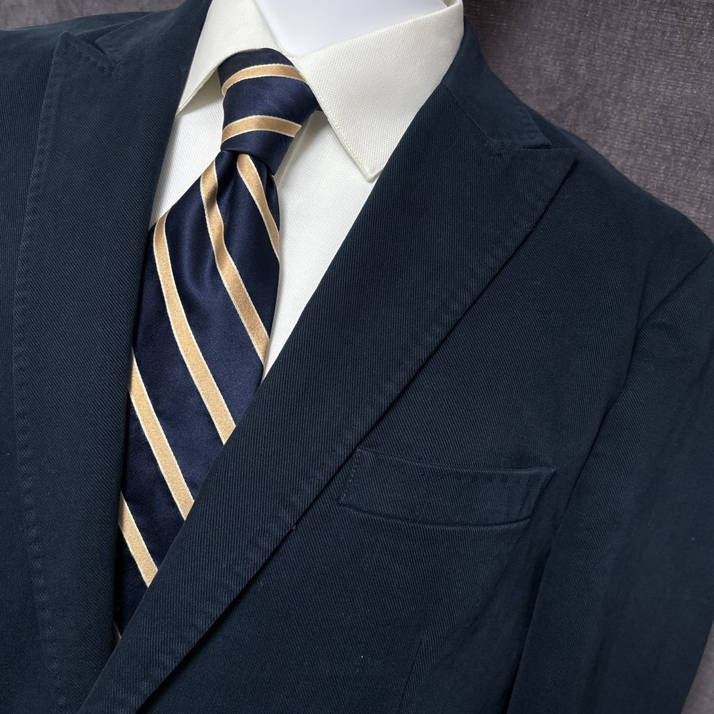 Joseph Abboud Sport Coat L‎ Blue Cotton Twill Blazer Jacket Classic Casual 44R